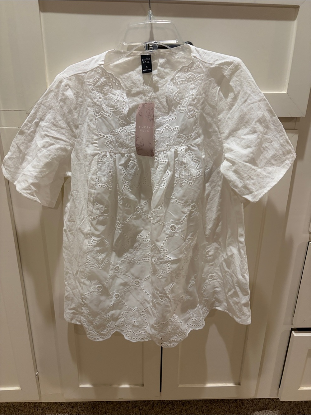 Emory Rose White Eyelet Embroidered Cotton Blouse